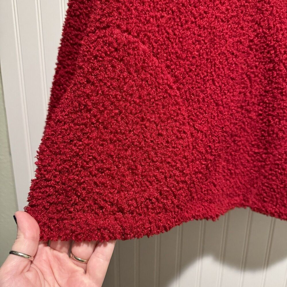 J Jill Red Fuzzy Zip Front Jacket Size Large - image 2